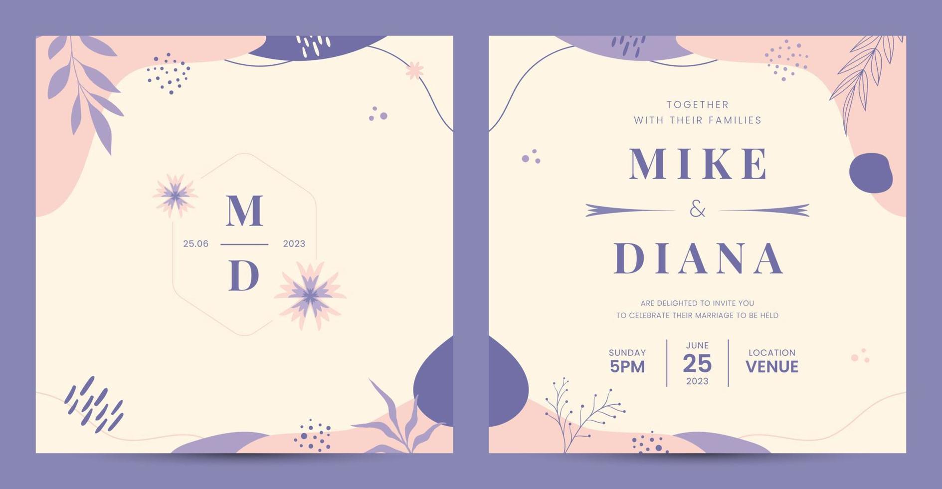 Wedding Invitation Template with Pastel Color Background vector