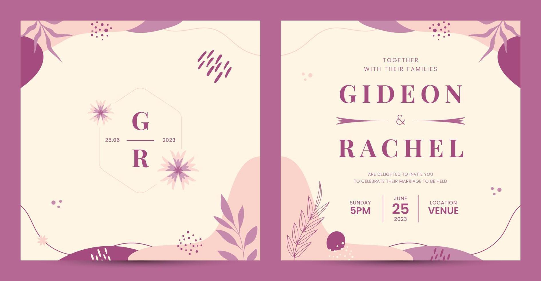 Wedding Invitation Template with Pastel Color Background vector