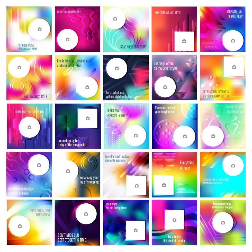 mega colección de 25 plantillas de diseño de publicaciones en redes sociales vector