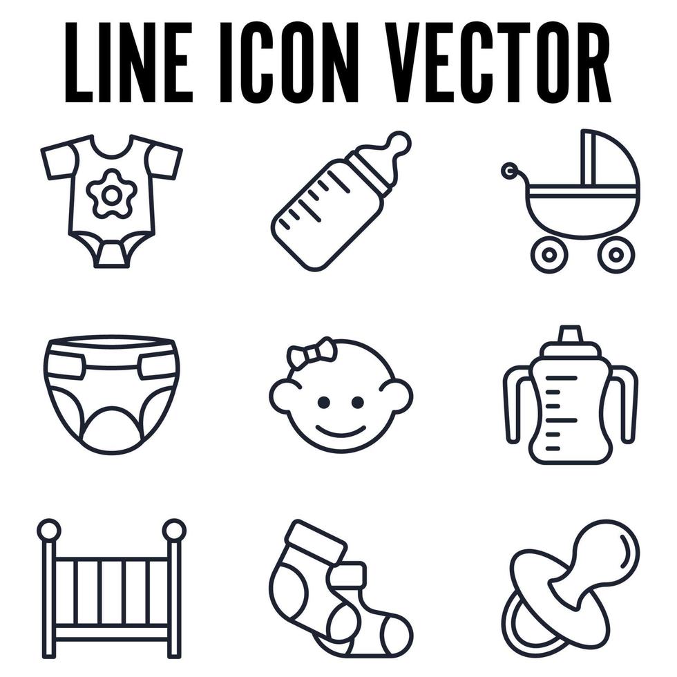 Babies, baby toys, feeding and care set icon symbol template for graphic and web design collection logo vector illustration