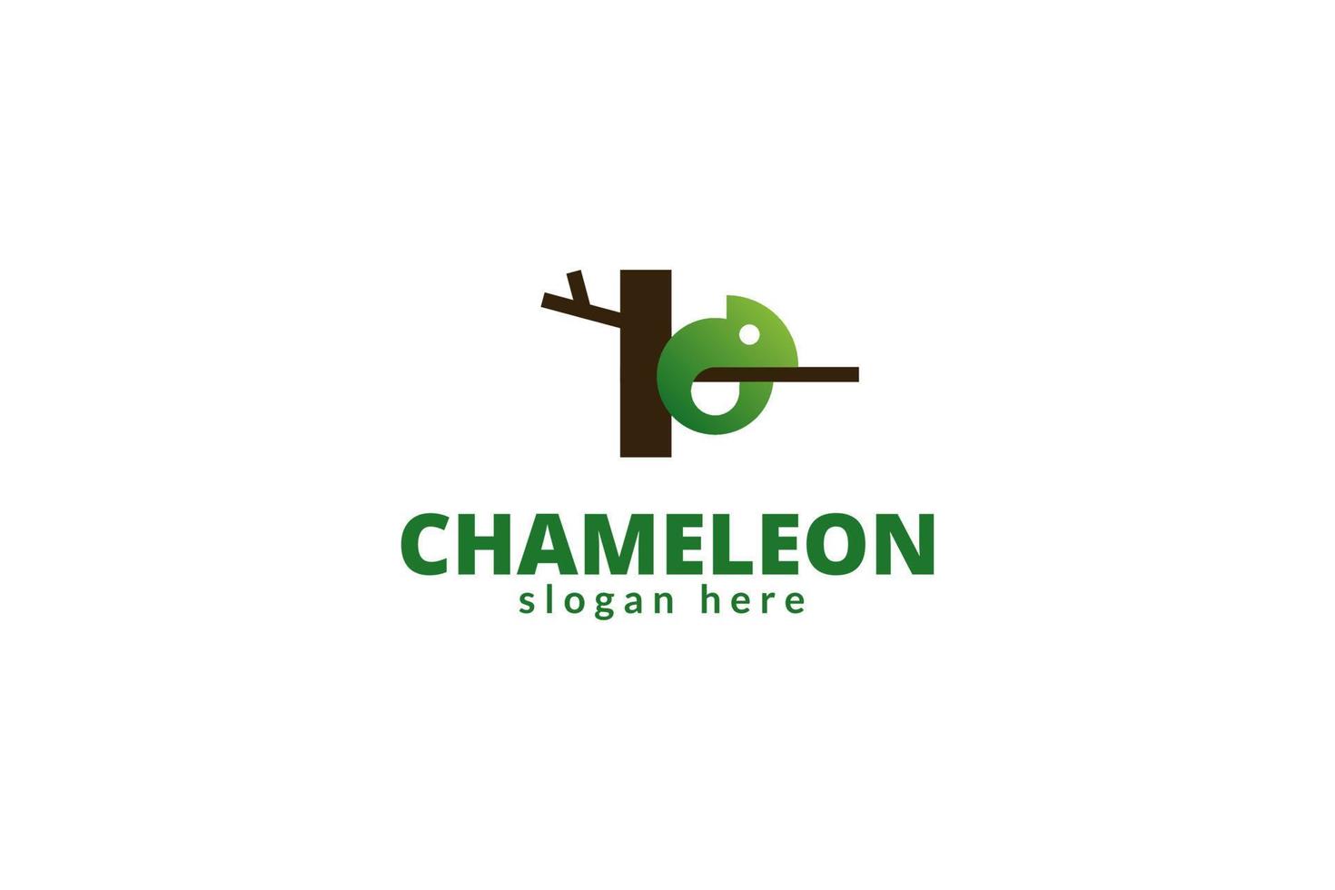 Flat chameleon logo design template vector
