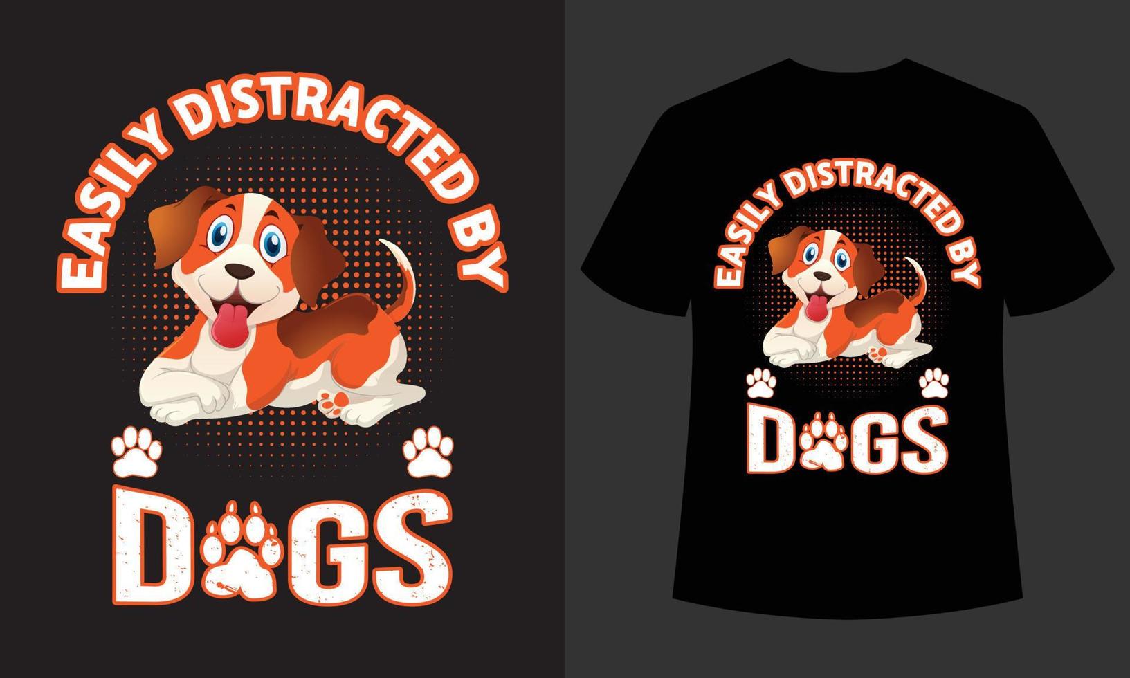 se distrae fácilmente con el diseño de camisetas con tipografía de perros vector