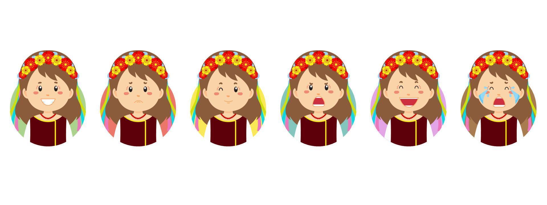 Ukraine Avatar with Various Expression vector
