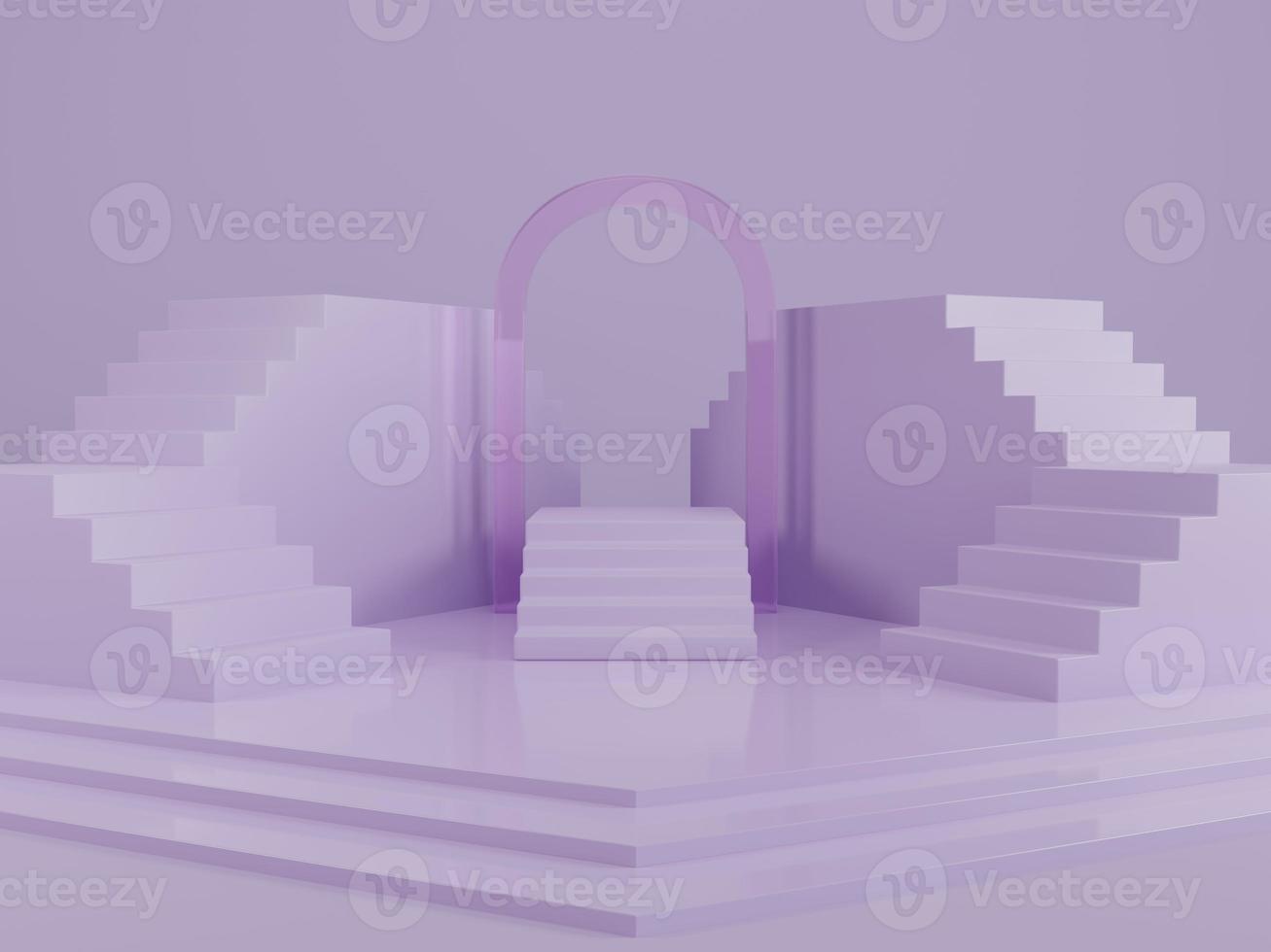 Product display platform with stairs and arch 3D render illustration photo