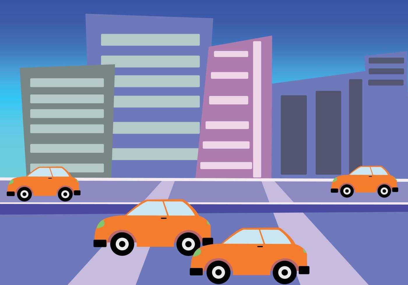 cartoon city street with Car. City Building beside the Highway Road. Ready for 2d Animation. Colorful Cartoon Animation Background. vector