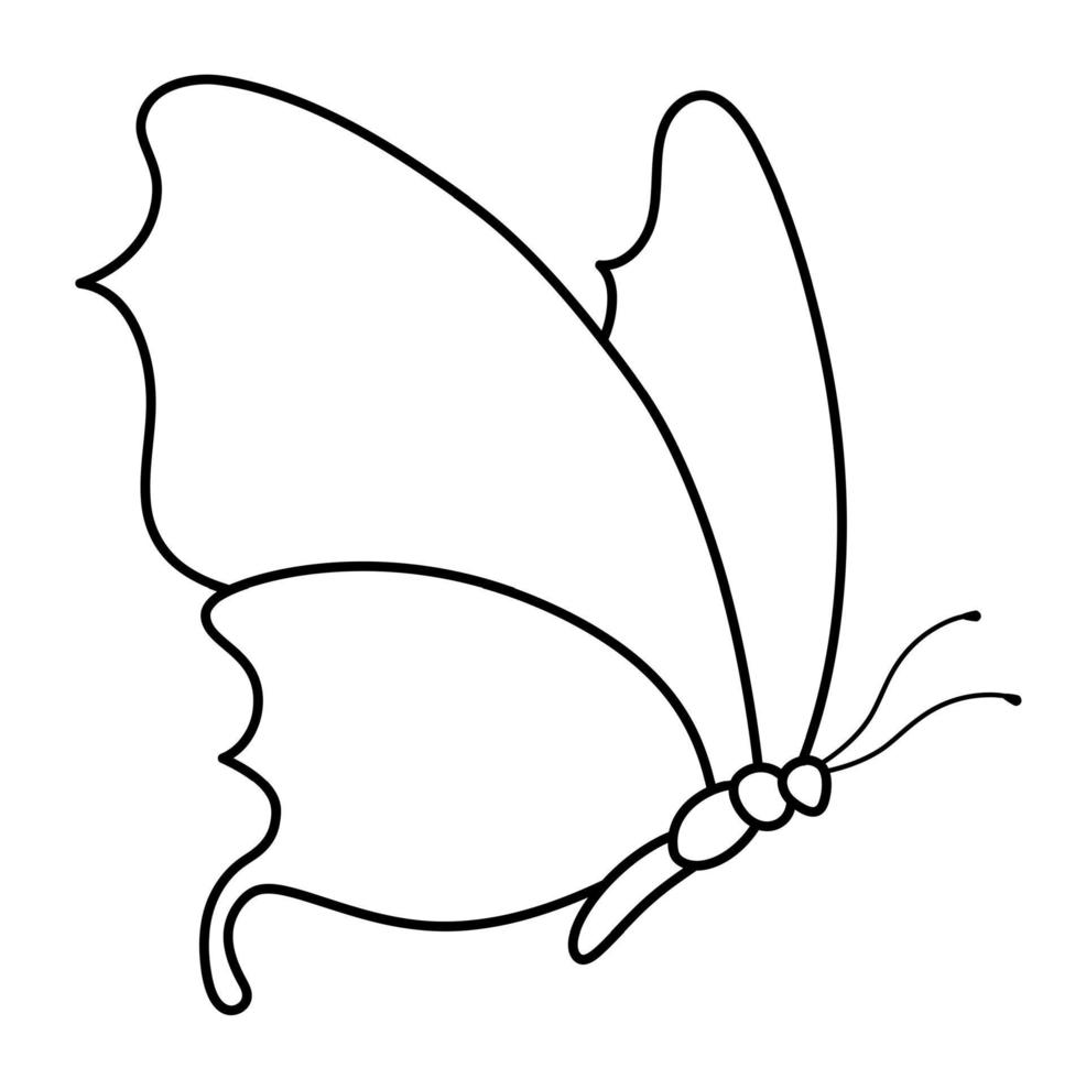 ilustración de contorno de mariposa en blanco y negro. libro para