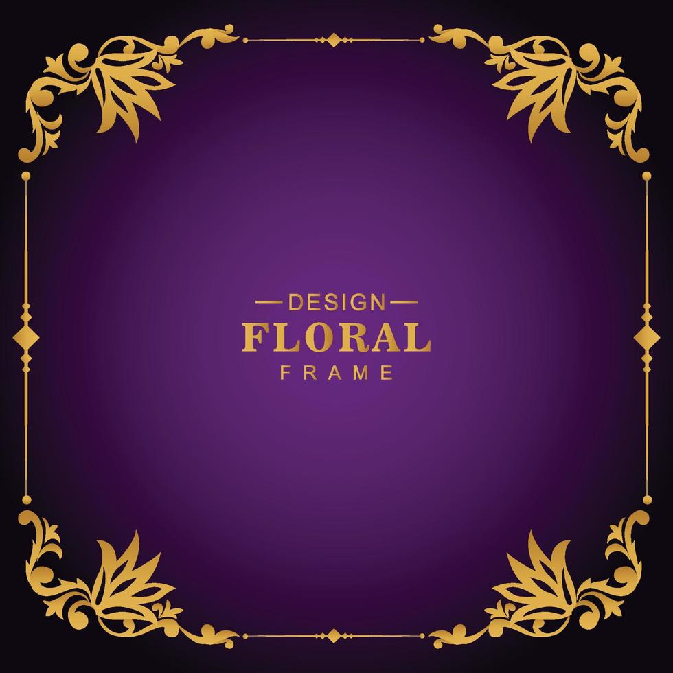 Beautiful artistic golden luxury floral frame border design vector