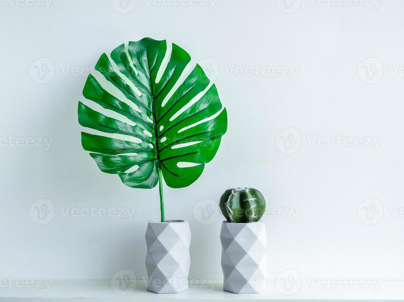 Concrete pot. Modern geometric concrete planter. photo