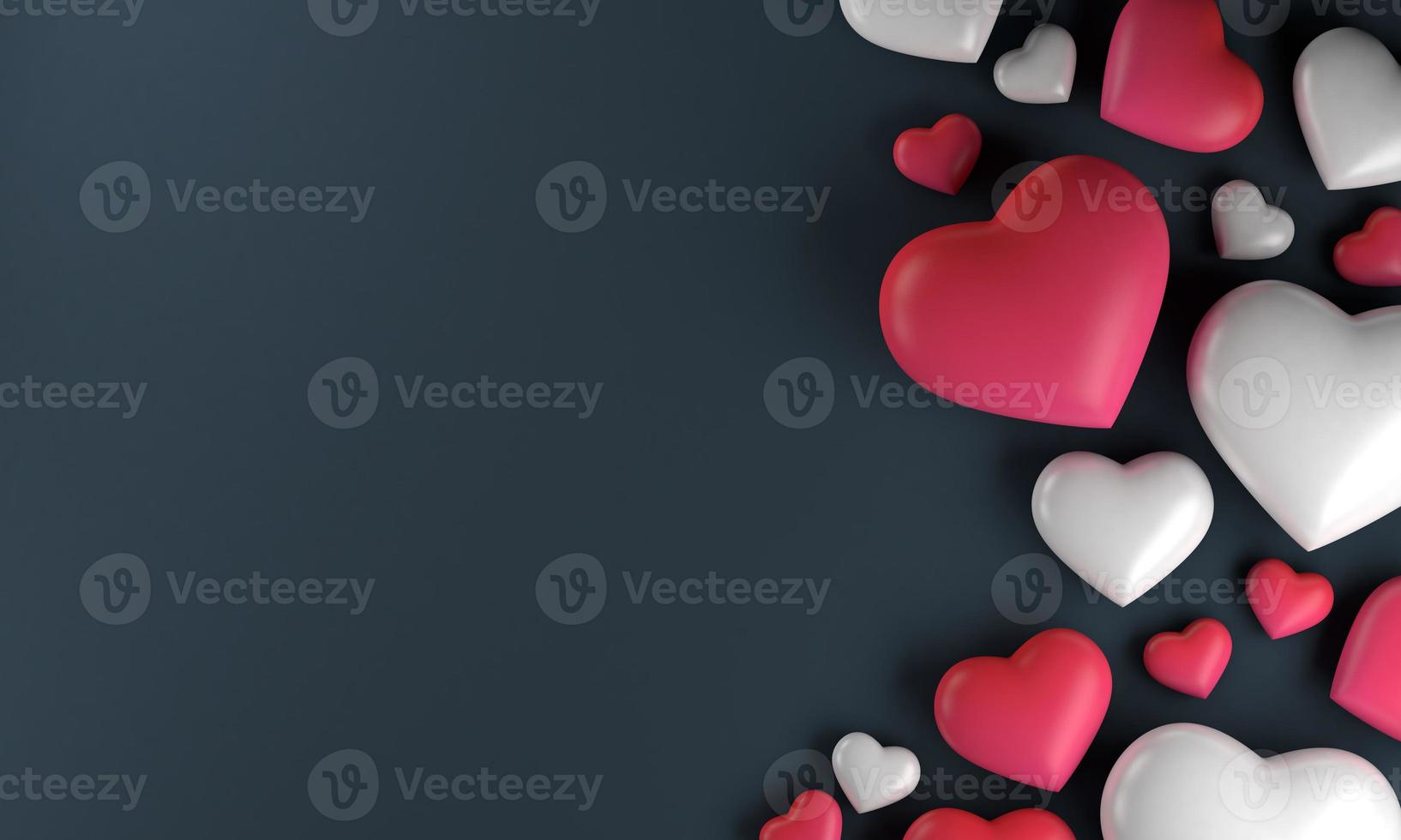 Red white pink heart background, love valentine day, 3d rendering photo