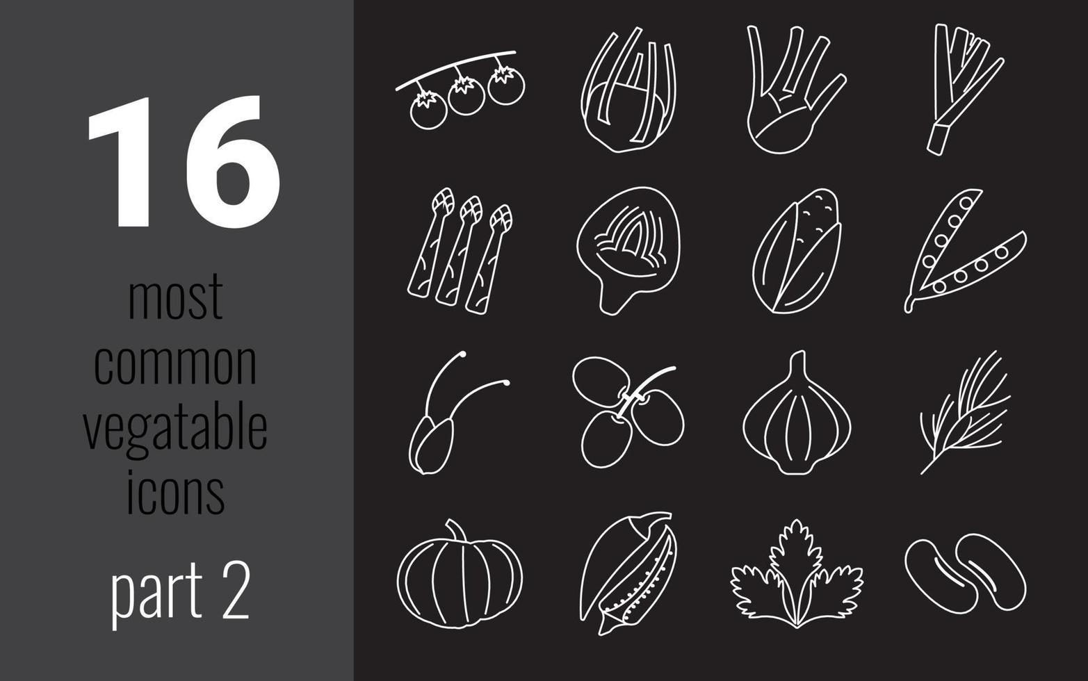 Most common vegetables thin line web icon set. Outline icons collection. Simple vector illustration.