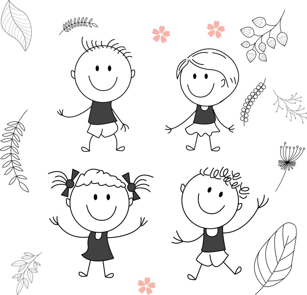 Traditional vector illustration of a child with a big smile, child character