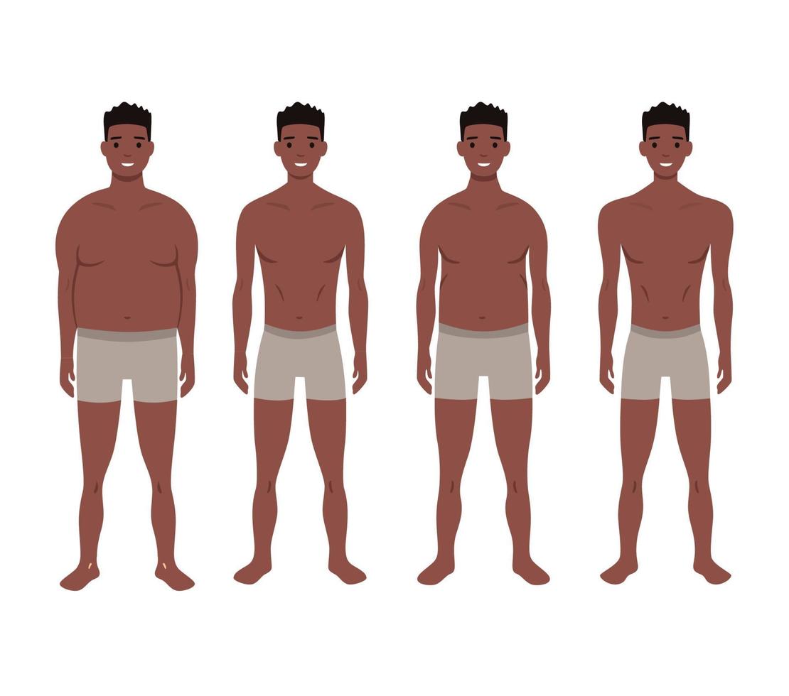 Human body shapes. Male figures types set. Vector illustration