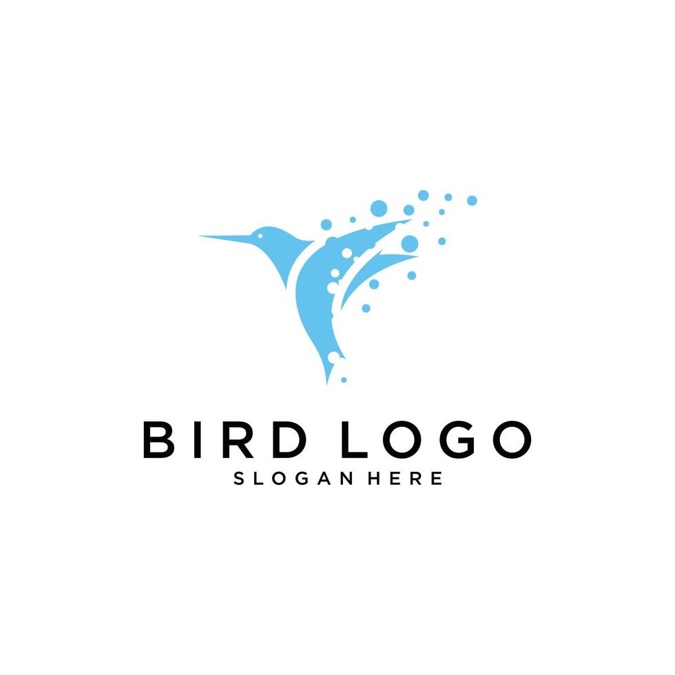 Hummingbird illustration vector logo design. Bird vector logo design.