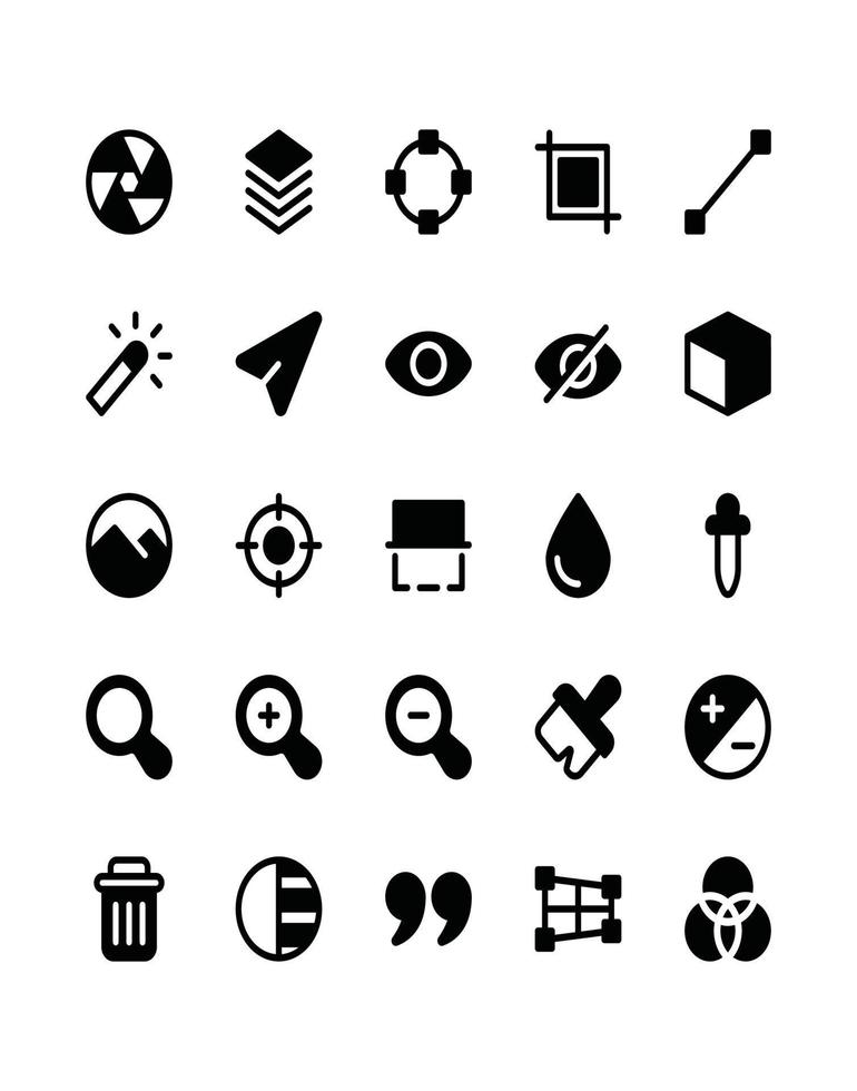 conjunto de iconos de herramienta de diseño 30 aislado sobre fondo blanco vector