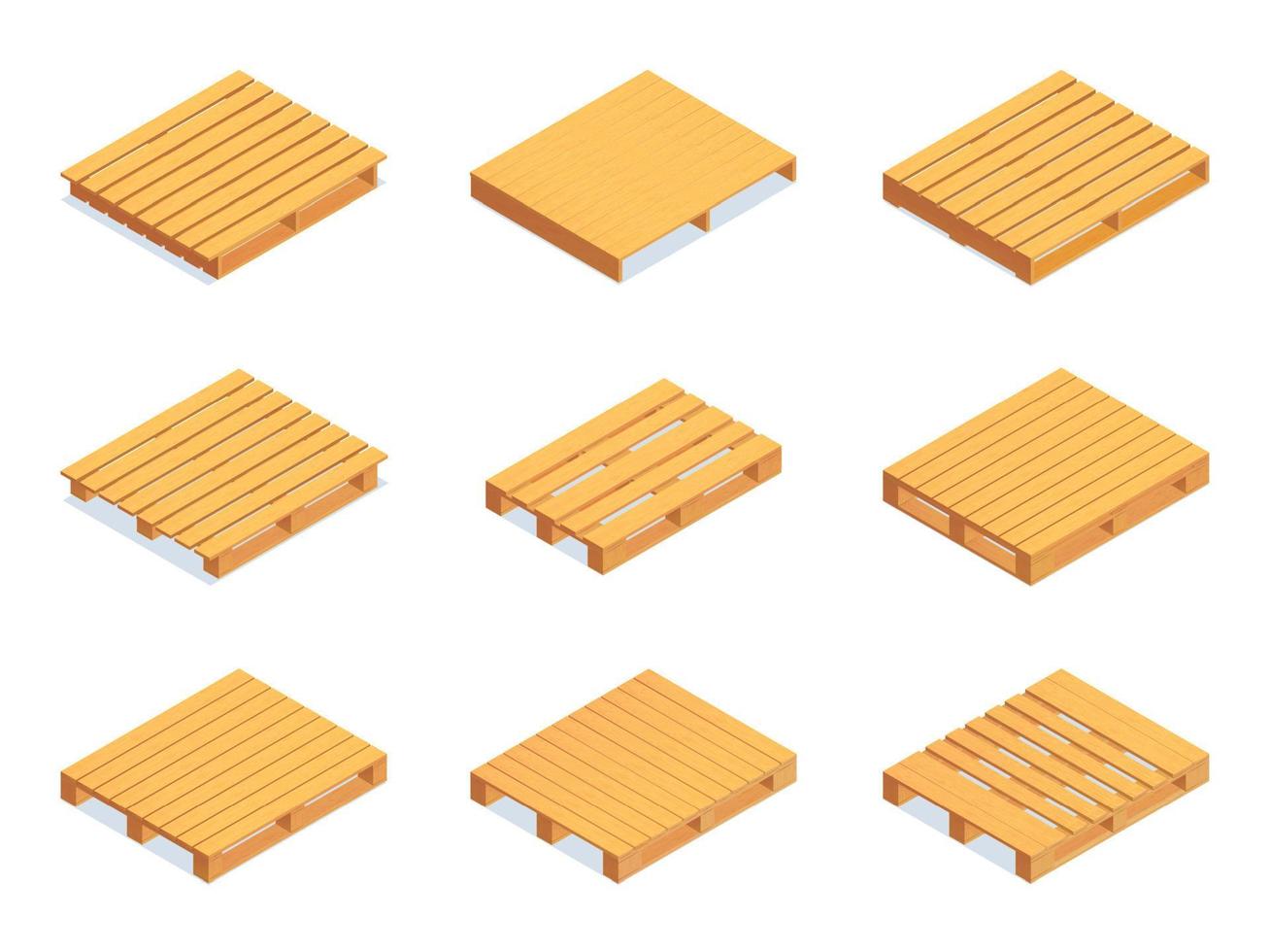 Isometric Wooden Pallet Set vector