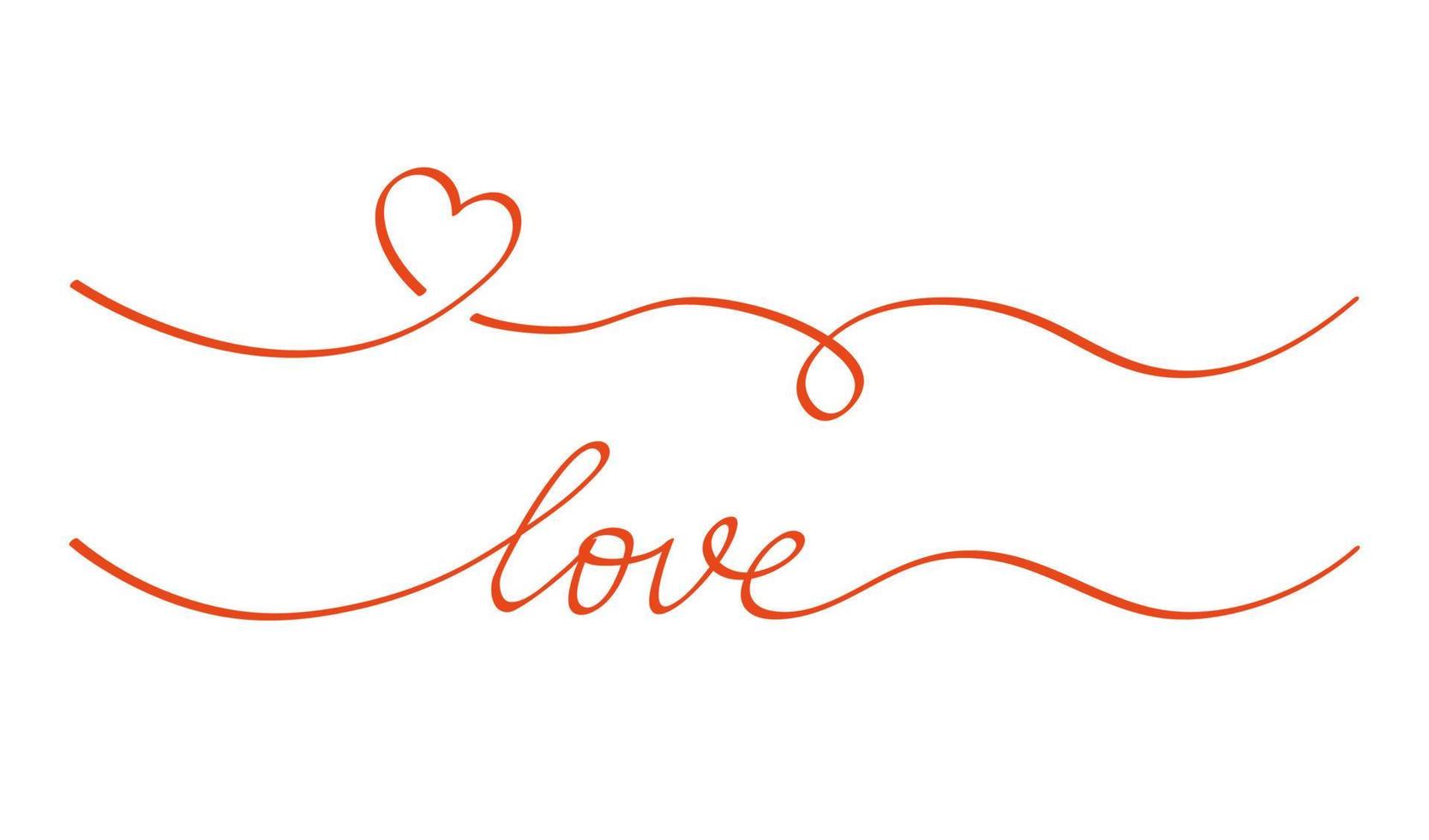 Heart and love swirl divider. vector