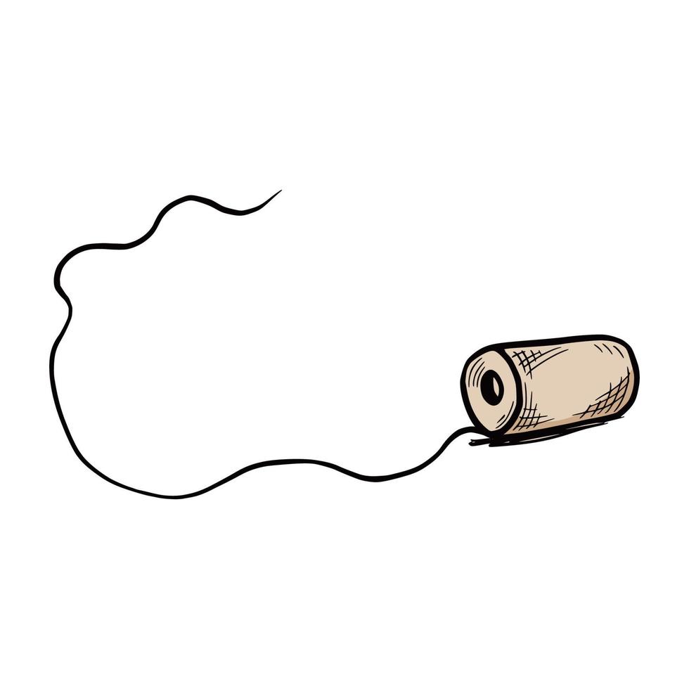 Hand drawn twine roll with thread. vector