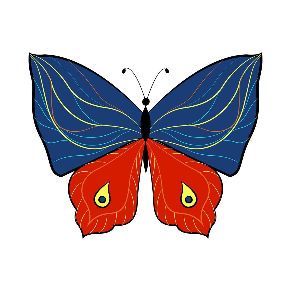 insecto alado exótico mariposa, ilustración vectorial. mariposa de colores con alas grandes vector