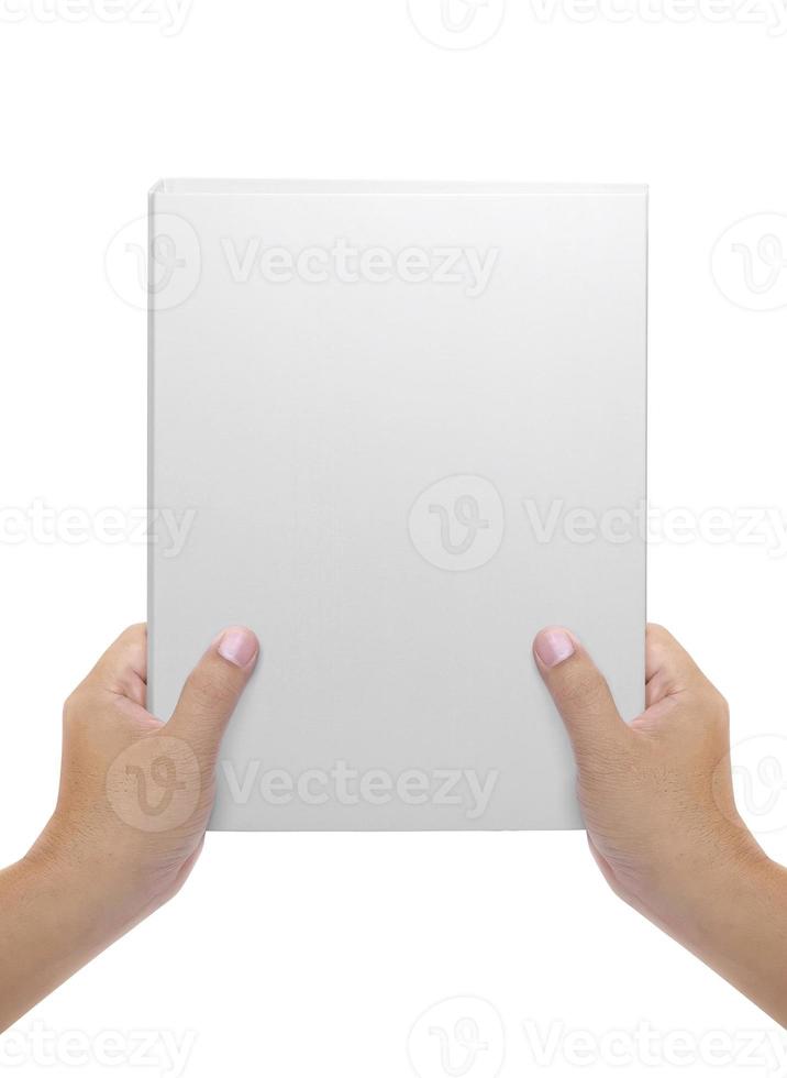 A man holding an folder isolated over white photo