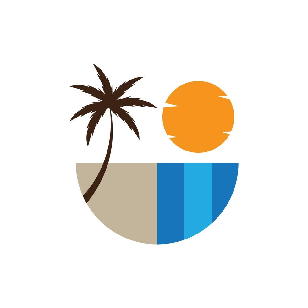 diseño de vector de plantilla de logotipo de ilustración de verano de palmera