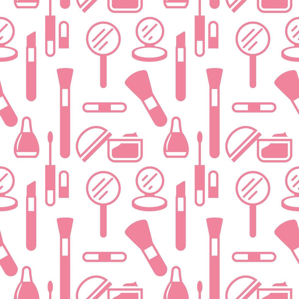 Seamless texture from cosmetics icons, pattern, abstract background, wallpaper vector