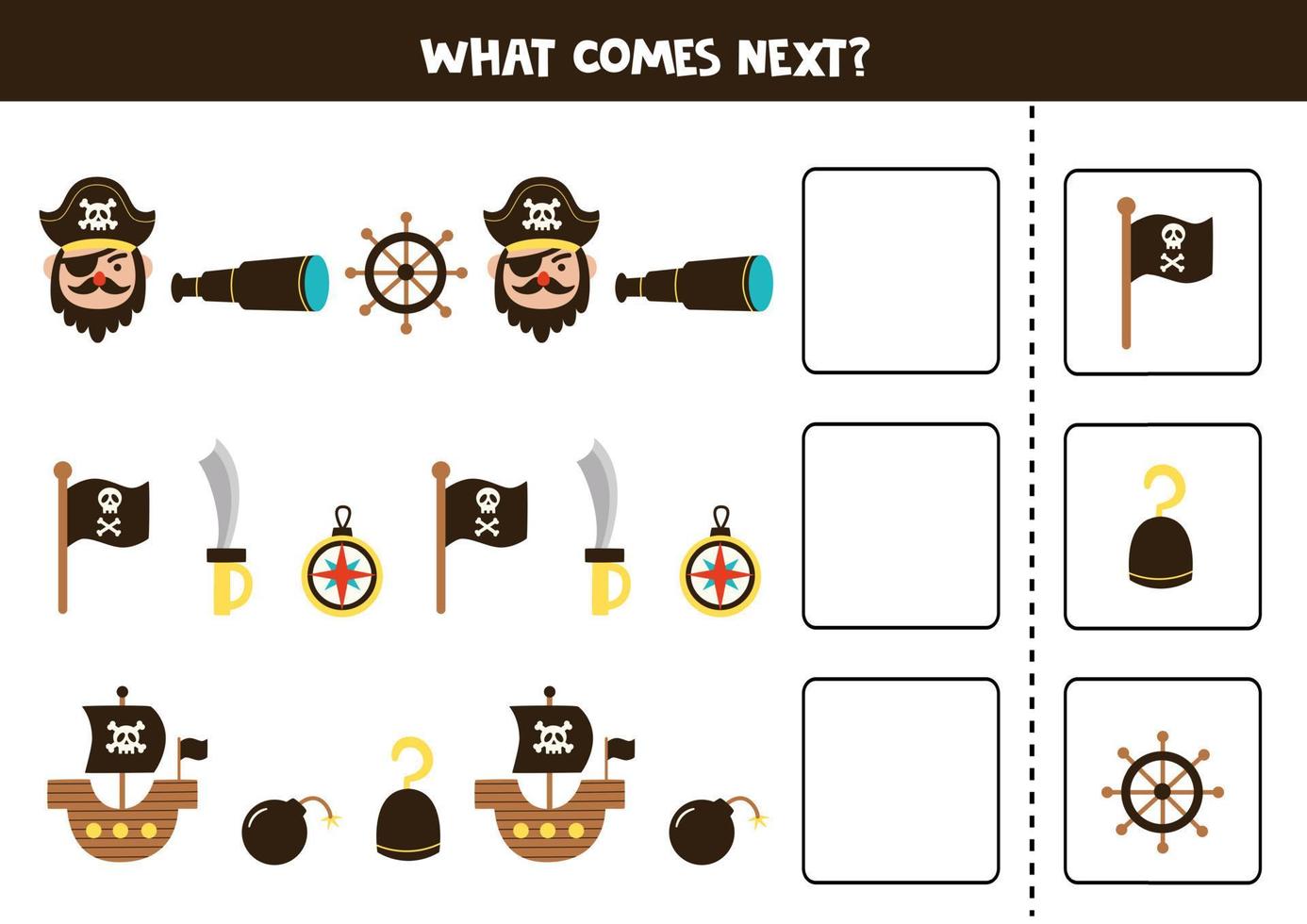 What comes next game with cute pirate elements. vector