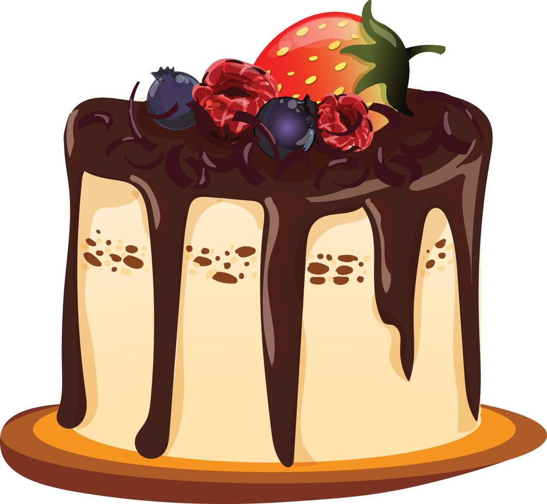 sweet chocolate and strawberry cake vector