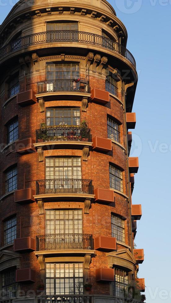 The beautiful old buildings view located in Shanghai under the warm sunlight in autumn photo