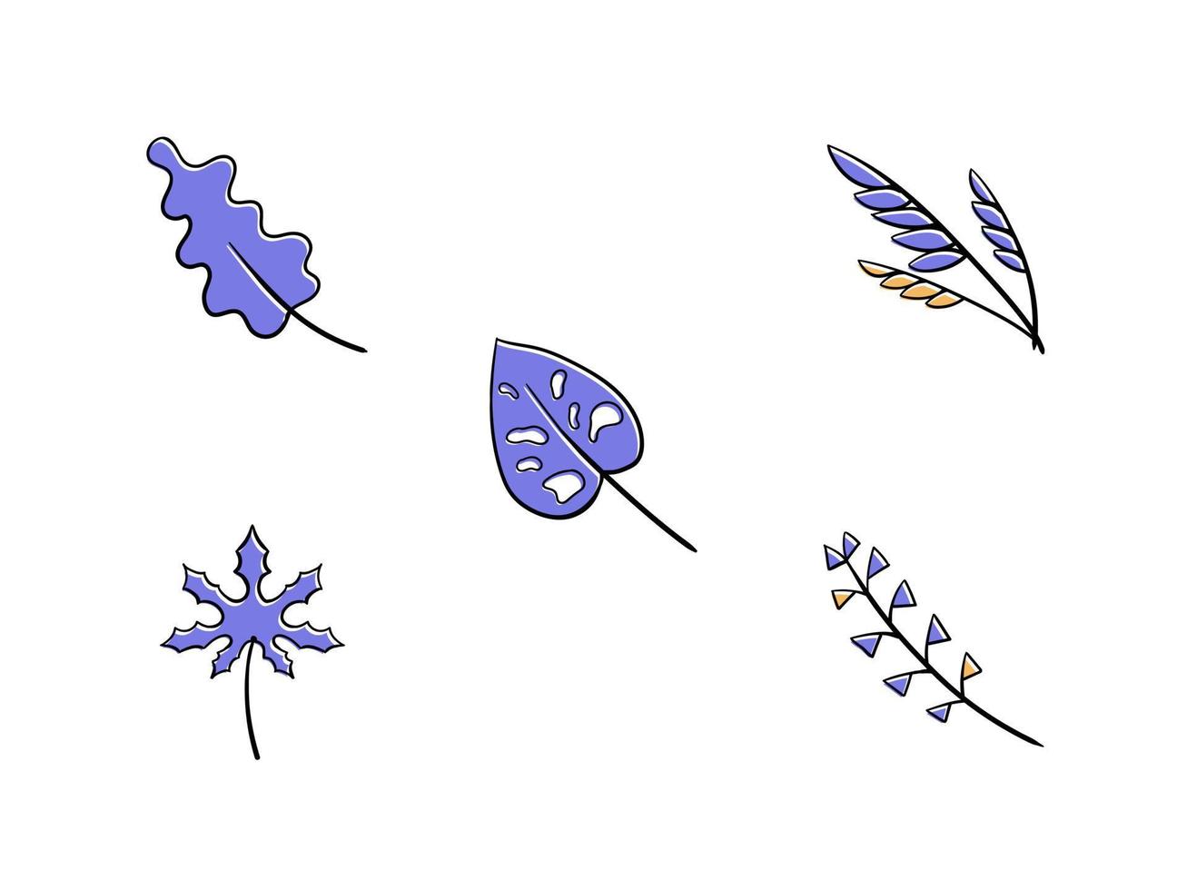 colección de ilustraciones de hojas dibujadas a mano vector