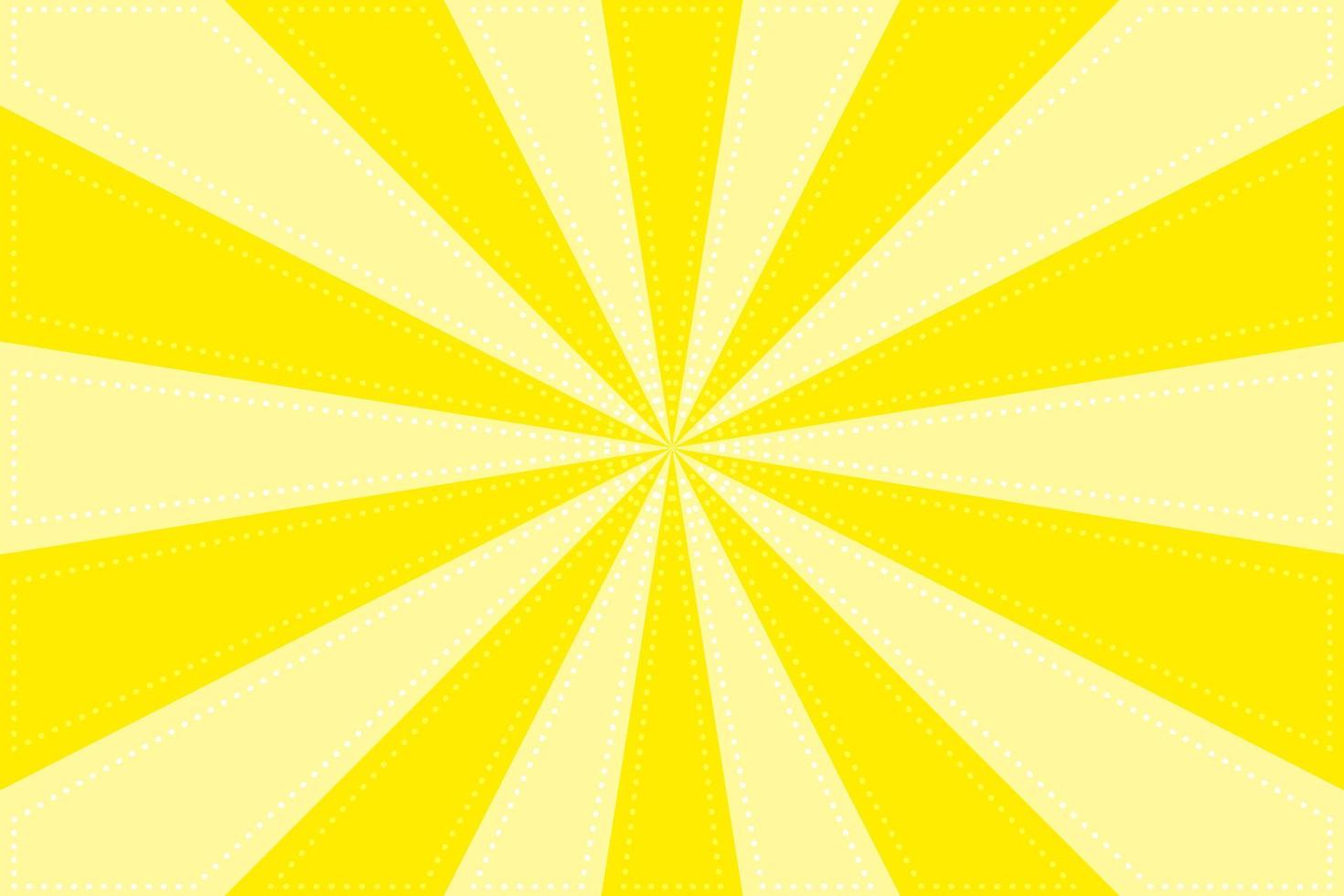 Yellow Sunburst Pattern Background. Ray radial star with back stitch style. Vector Illustration