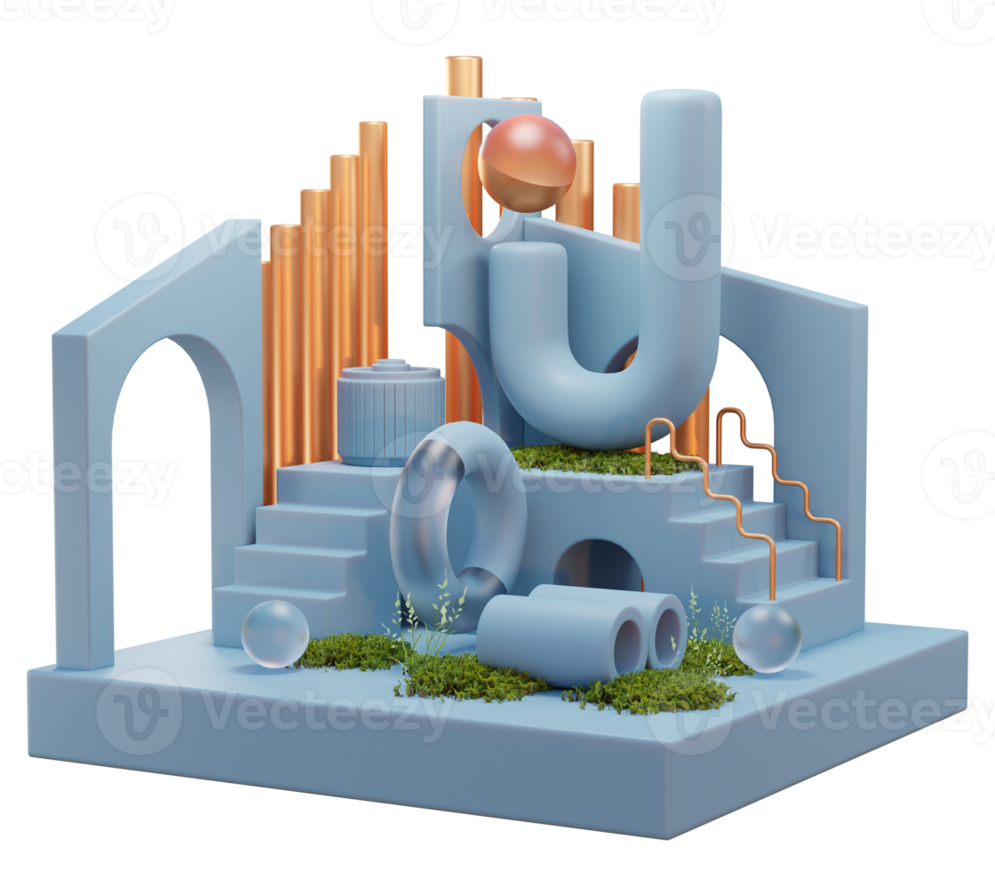 abstraktes element mit podium 3d-illustration png