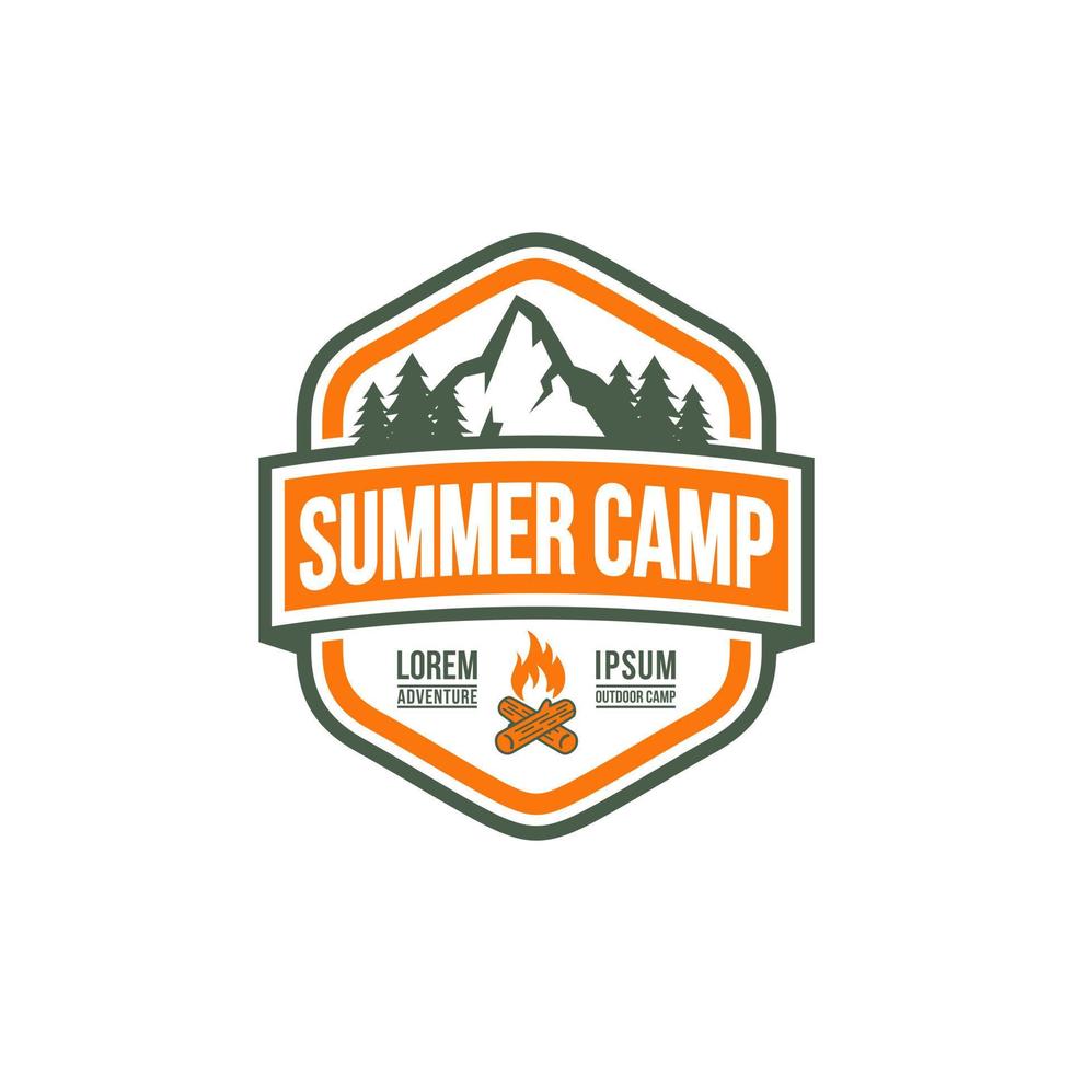 Summer Camp Badge Logo Vector Template