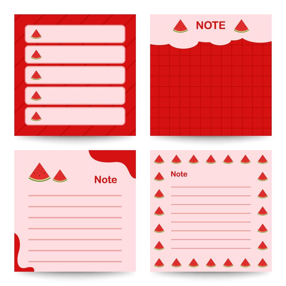 Set of square notepads with Watermelon vector