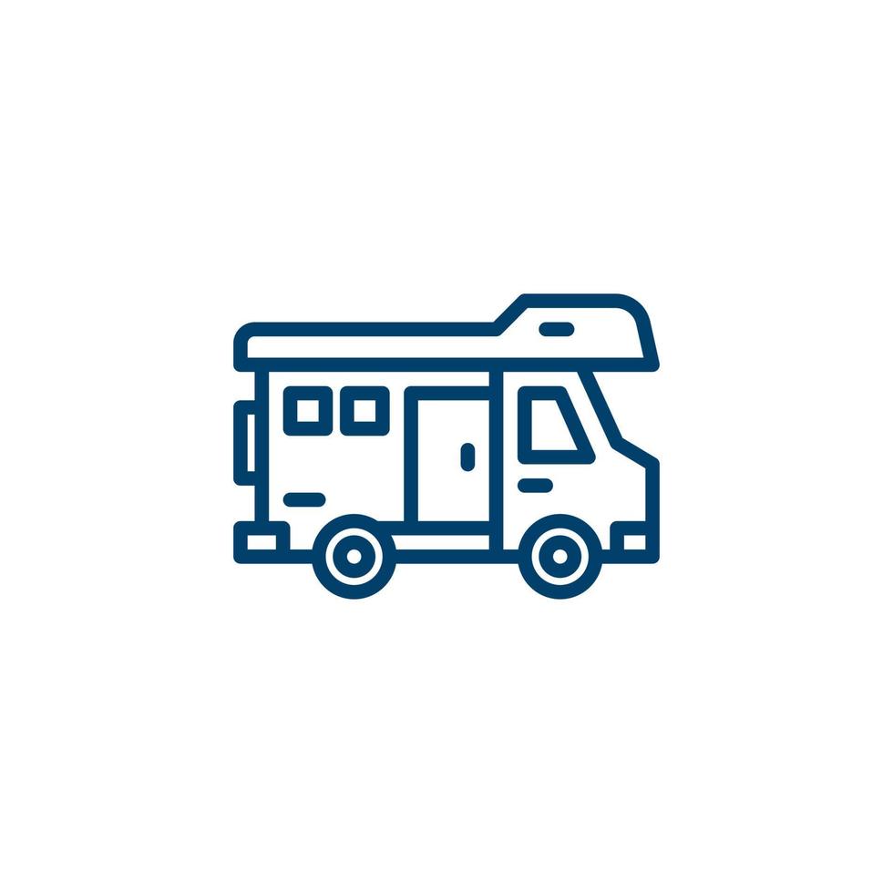 Camper van line icon. linear style sign for mobile concept and web design. Outline vector icon. Symbol, logo illustration. Vector graphic