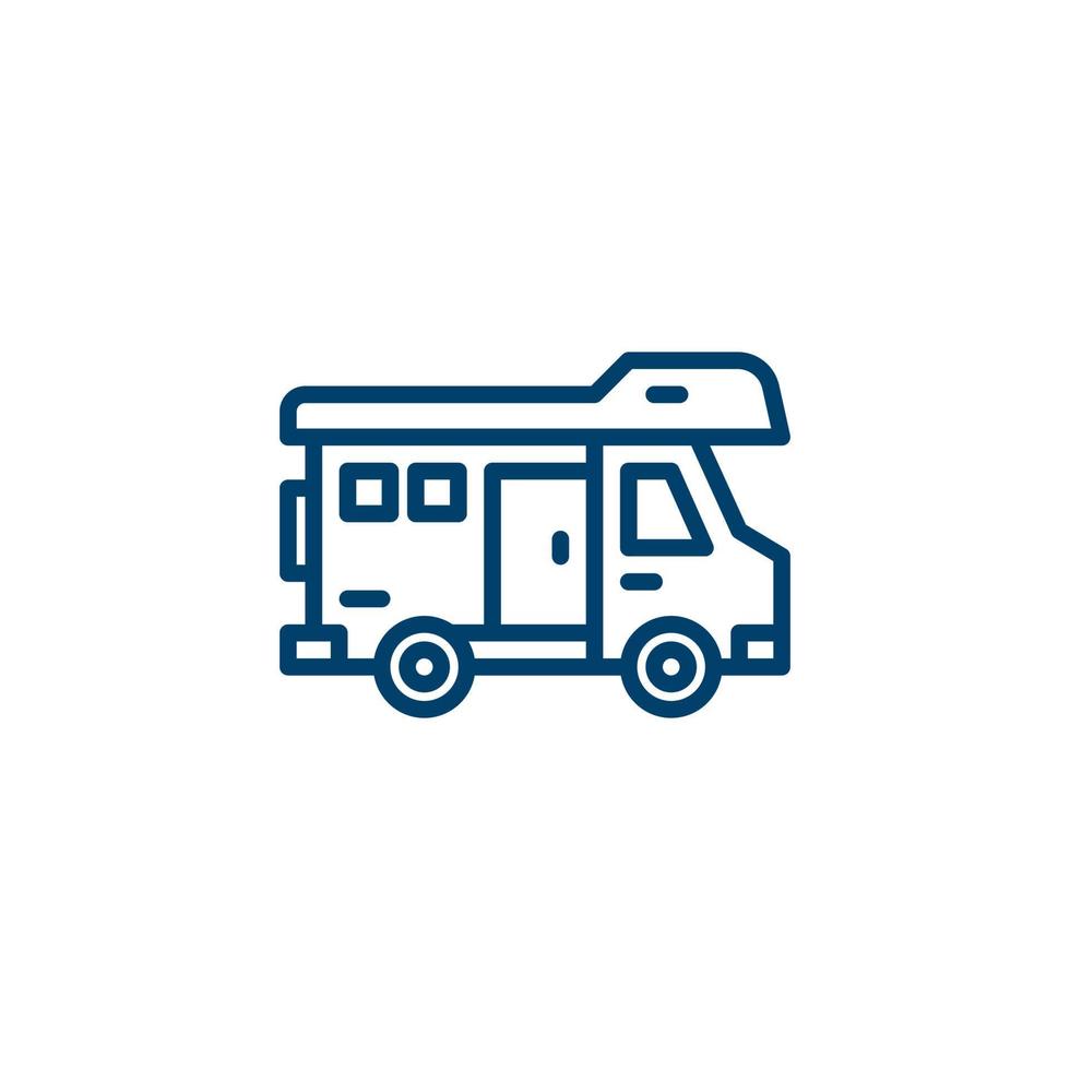 icono de línea de autocaravana. signo de estilo lineal para concepto móvil y diseño web. icono de vector de contorno. símbolo, ilustración de logotipo. gráfico vectorial