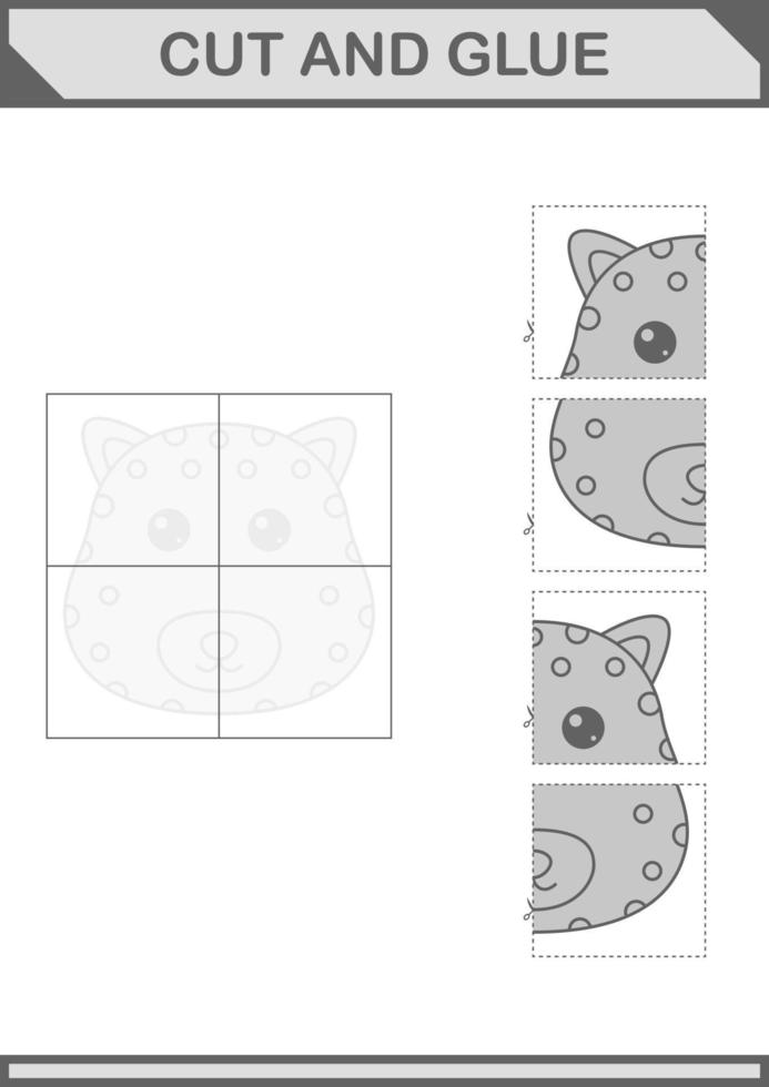 Cut and glue Leopard face. Worksheet for kids vector