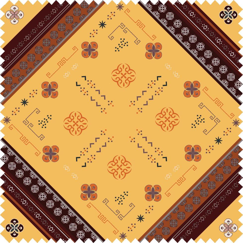 Abstract scarf pattern with design and geomatric ornament on color motif style vector