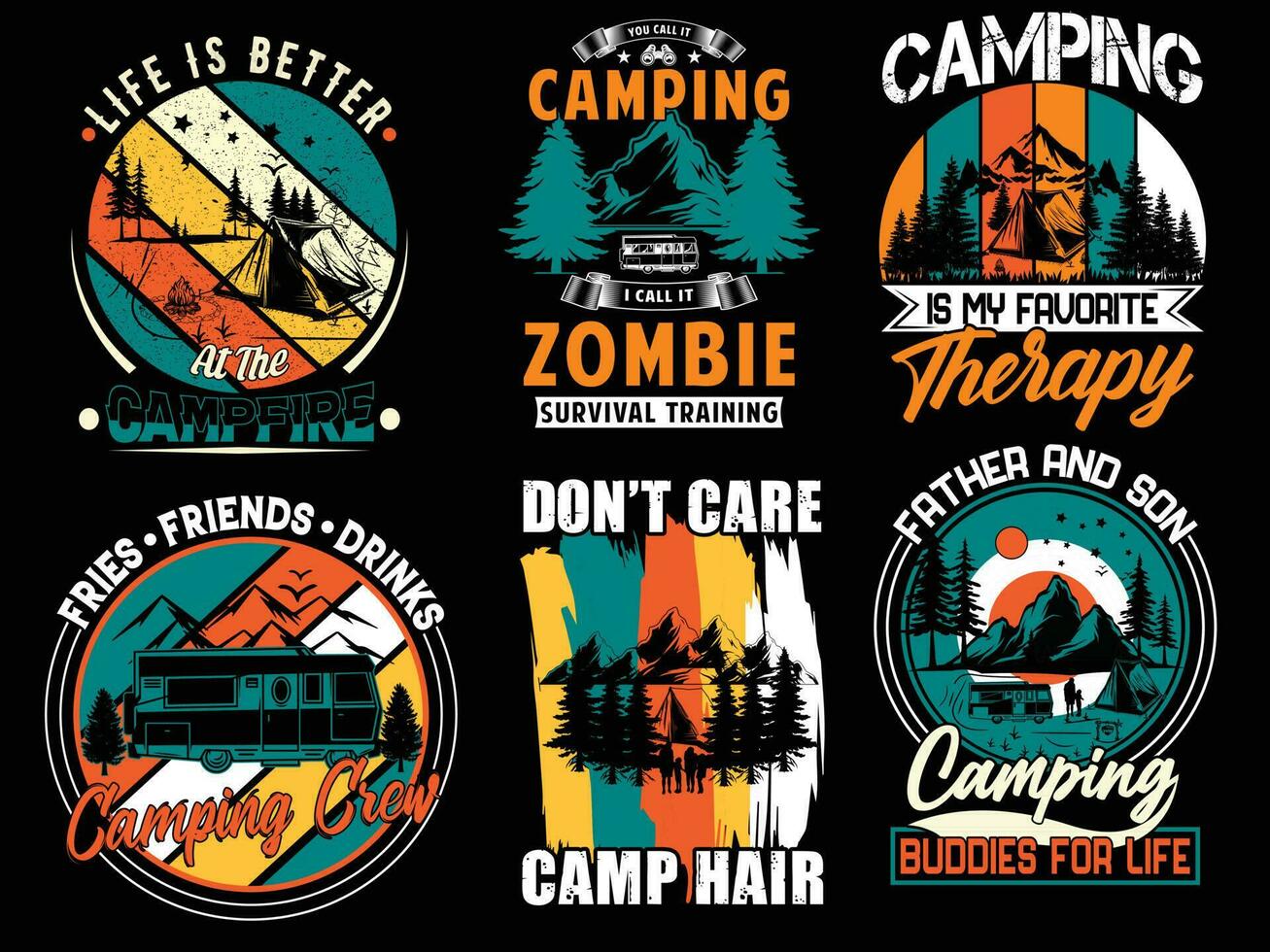 Camping t shirt design free download vector