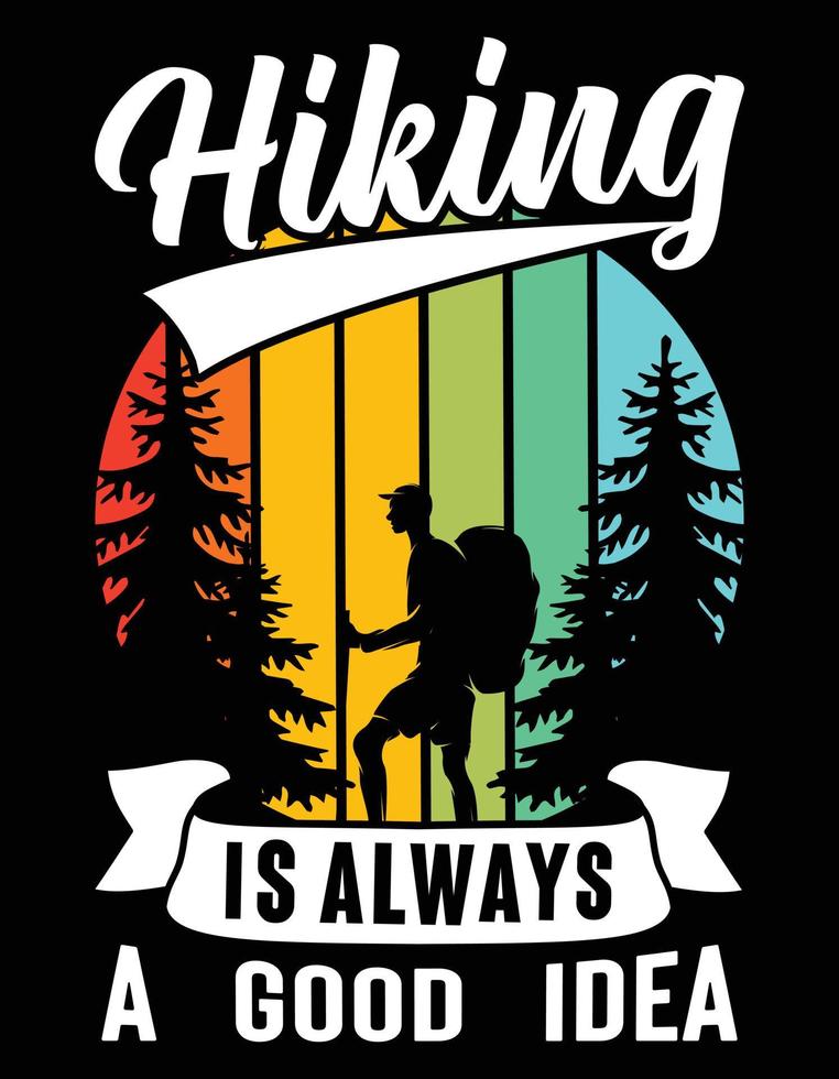 Hiking vintage retro t shirt design vector