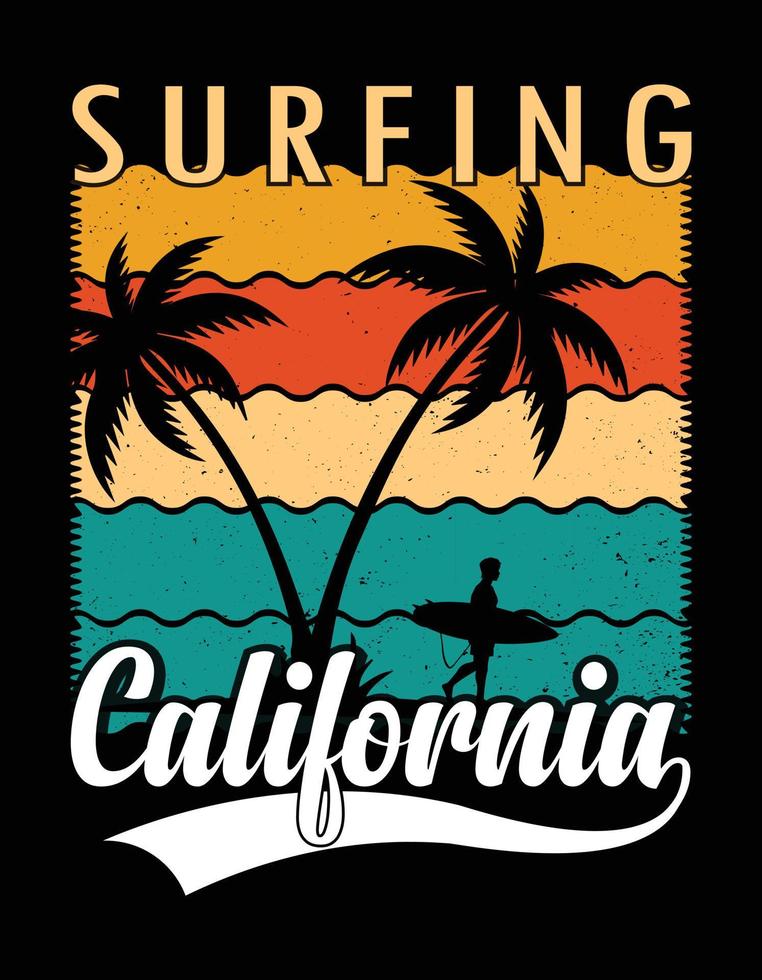 vector de diseño de camiseta de surf de verano