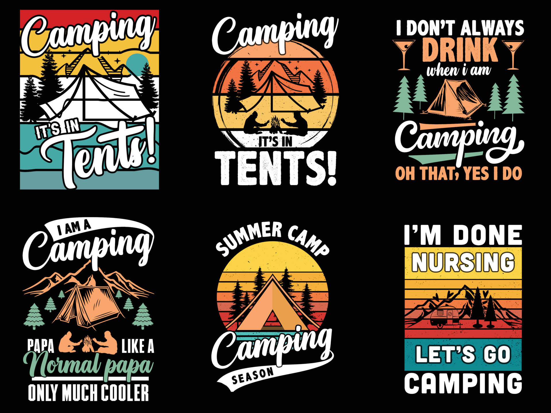 Camping t shirt design free download 9265828 Vector Art at Vecteezy