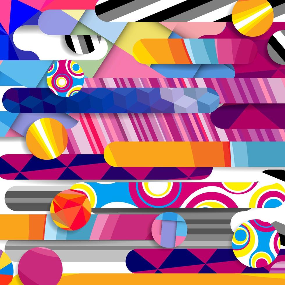 Futuristic vector abstract background made of rounded shapes, stripes, lines and circles with fashion patterns.