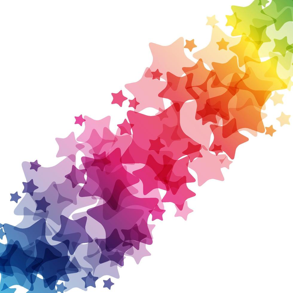 borde de estrellas del arco iris, textura vectorial, tarjeta de decoración brillante de carnaval. vector