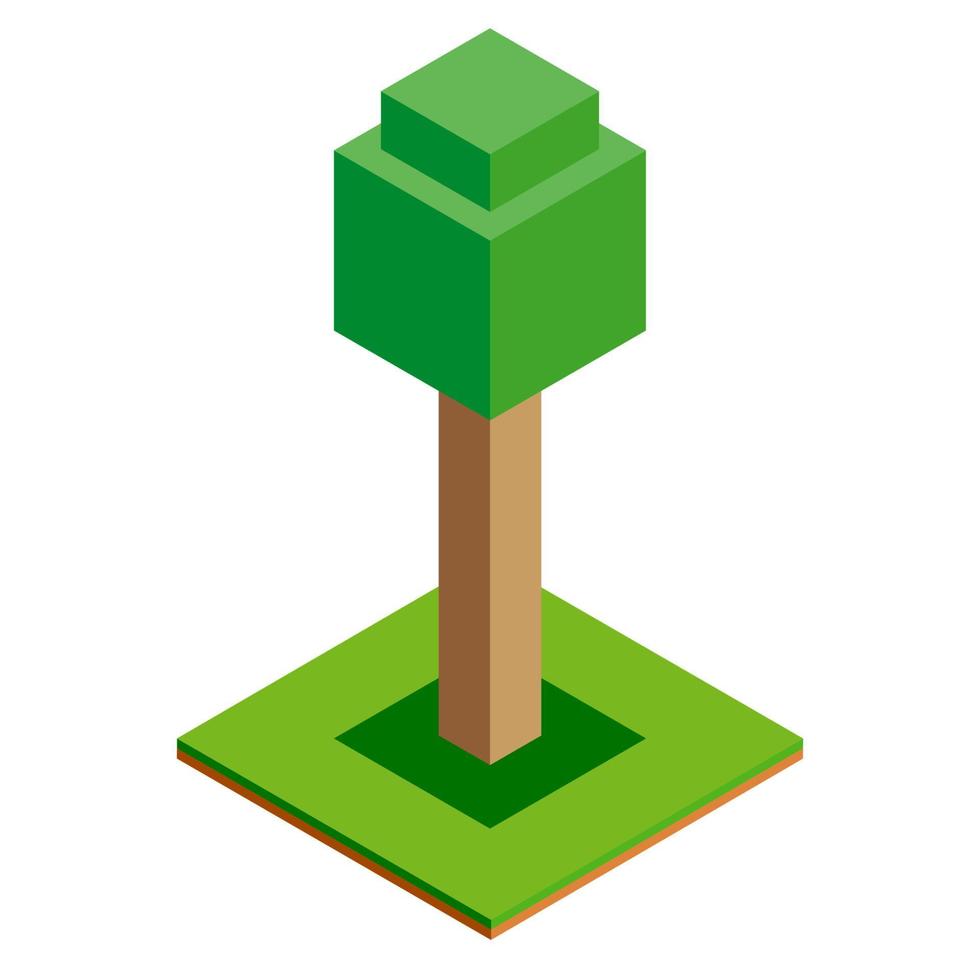 icono de árbol vectorial isométrico para bosque, parque, ciudad. constructor de paisajes para juegos, mapas, impresiones, ets. aislado sobre fondo blanco. vector