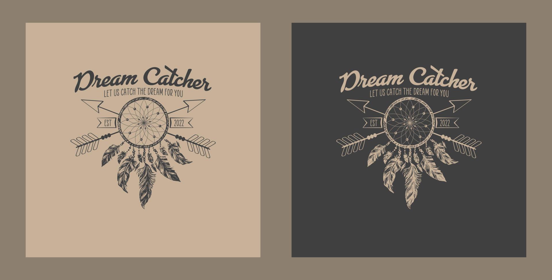 Dream Catcher Retro STyle Logo Design vector