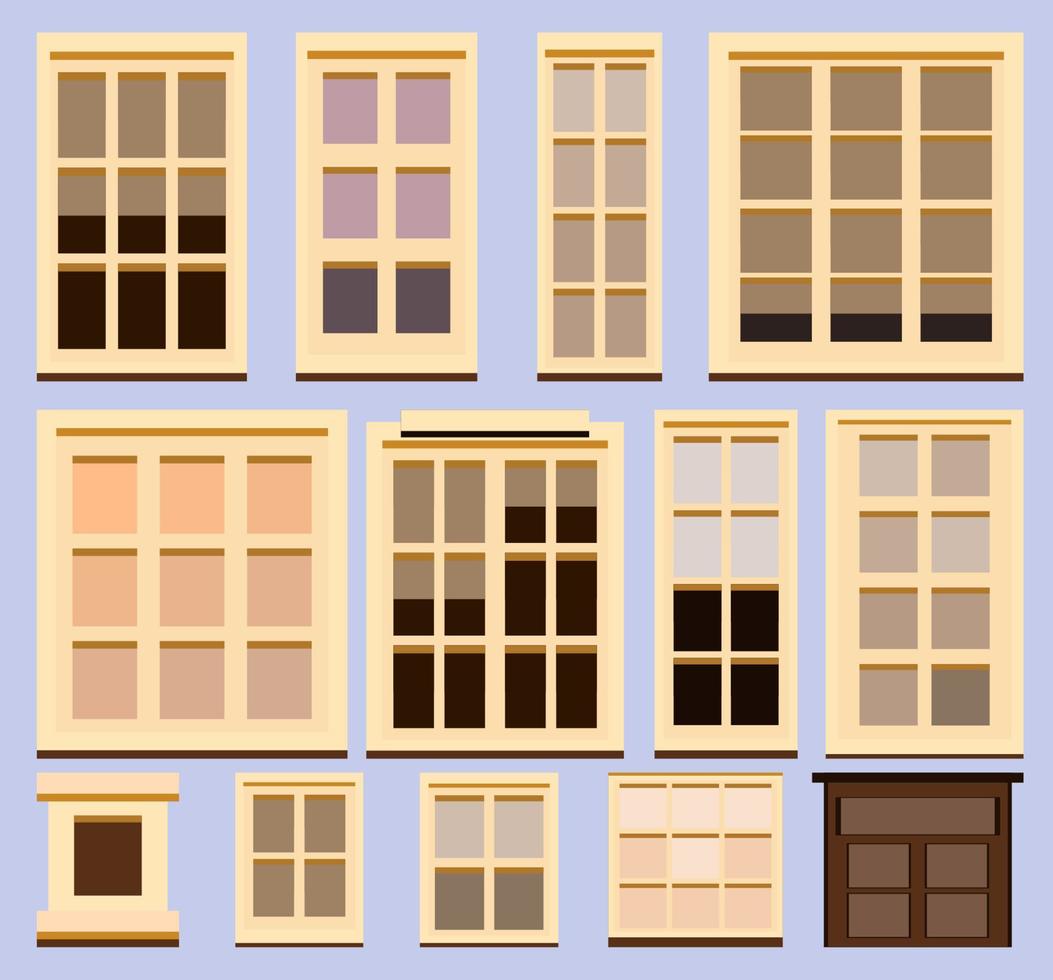 Set of house windows vector, collection design constructor elements. vector