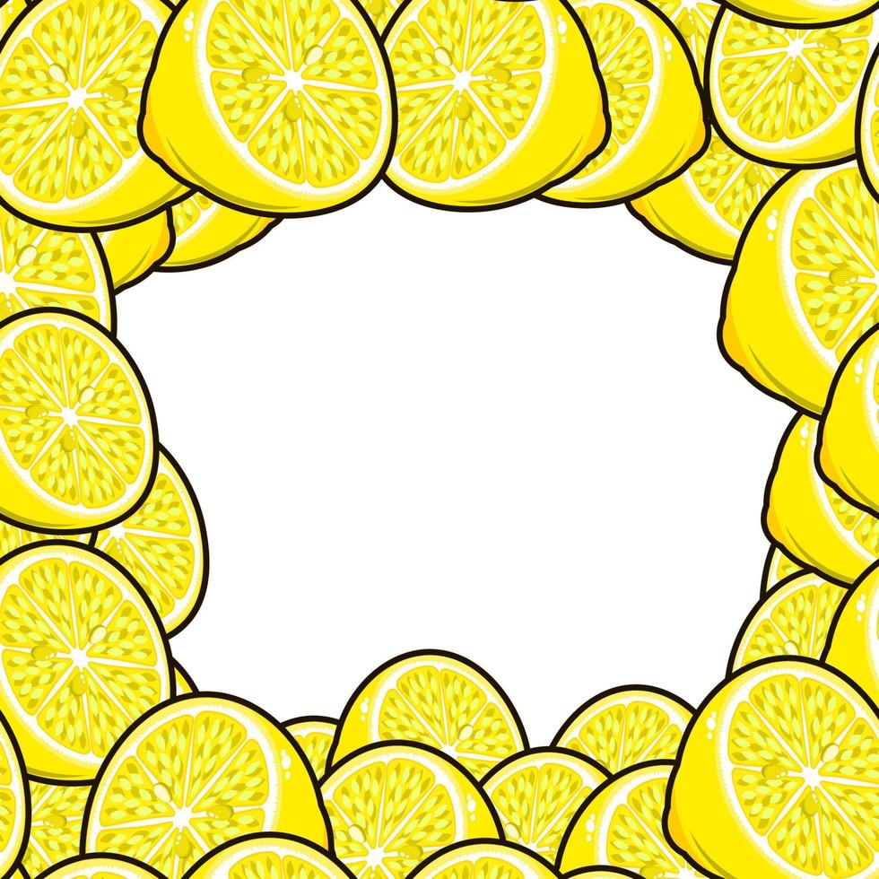 Fruit frame. Pattern, pear lemons. Vector illustration.
