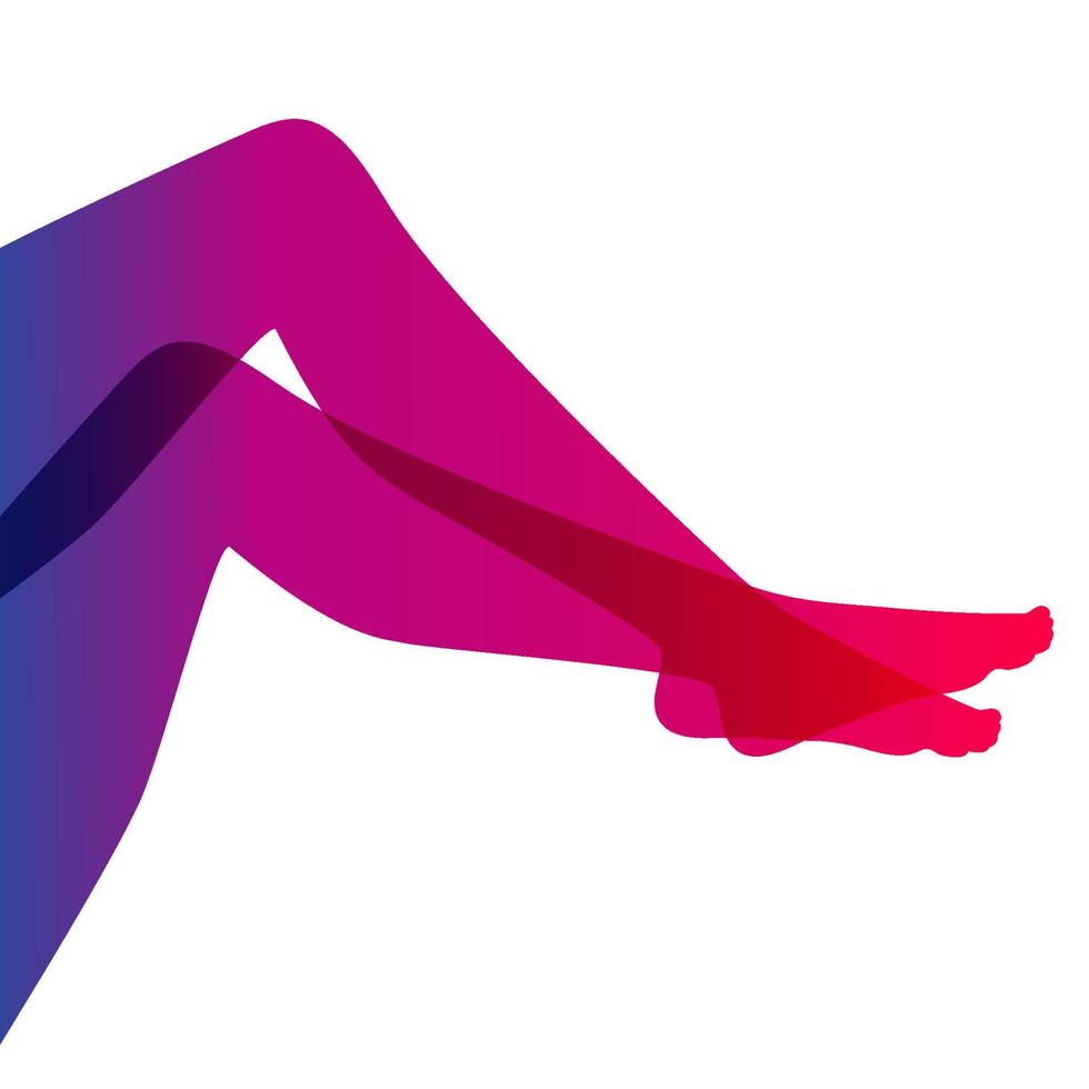 Long and slim female legs on white background, vector illustration.