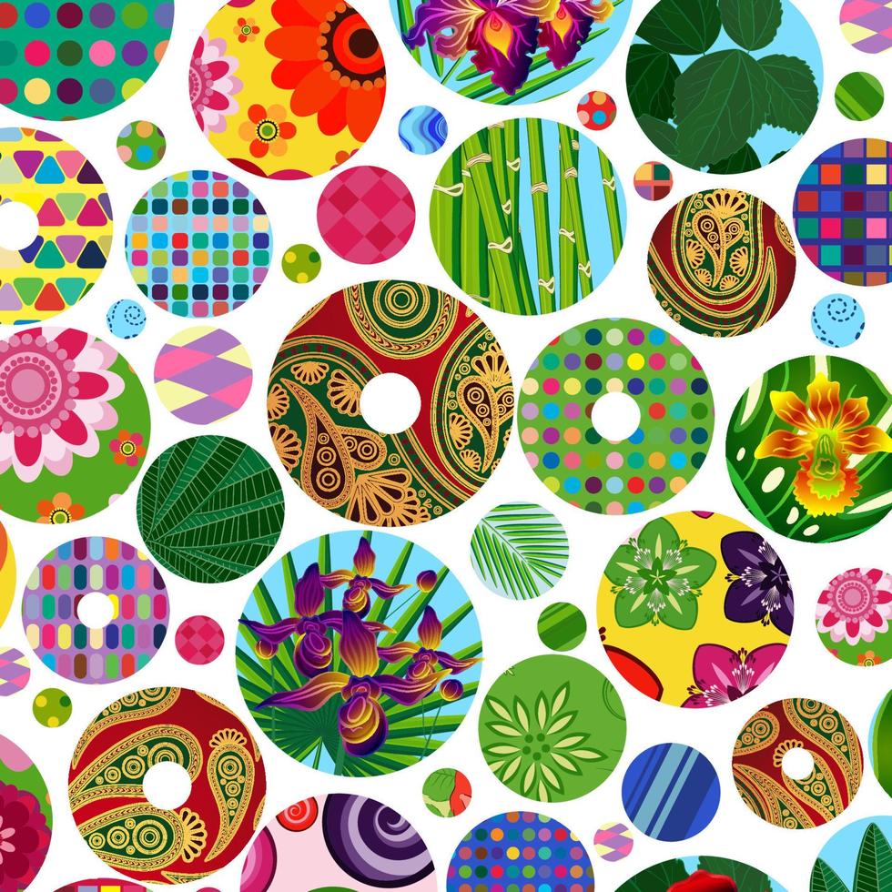 Multicolor abstract bright background with ornamental circles. Elements for design. Eps10. vector