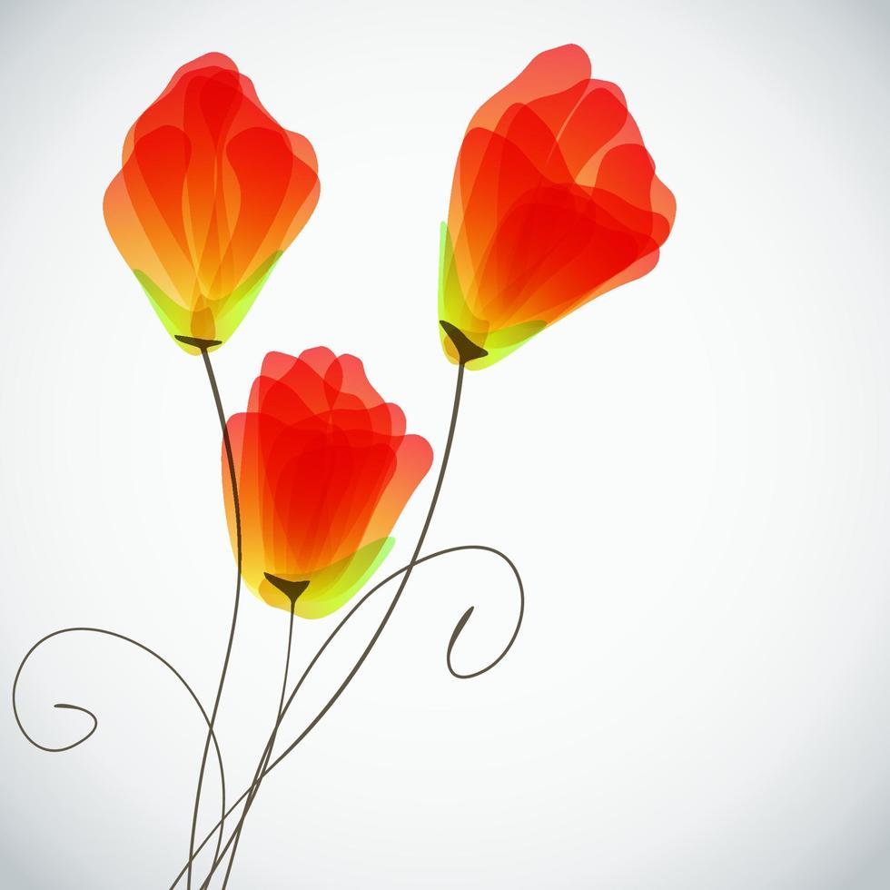 Abstract floral background, elegant tulips flowers. Vector border.